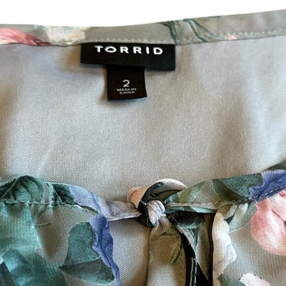 Torrid Tea Length Chiffon Front Tie Dress Floral Print Wedding Guest Size 2X - Picture 12 of 12